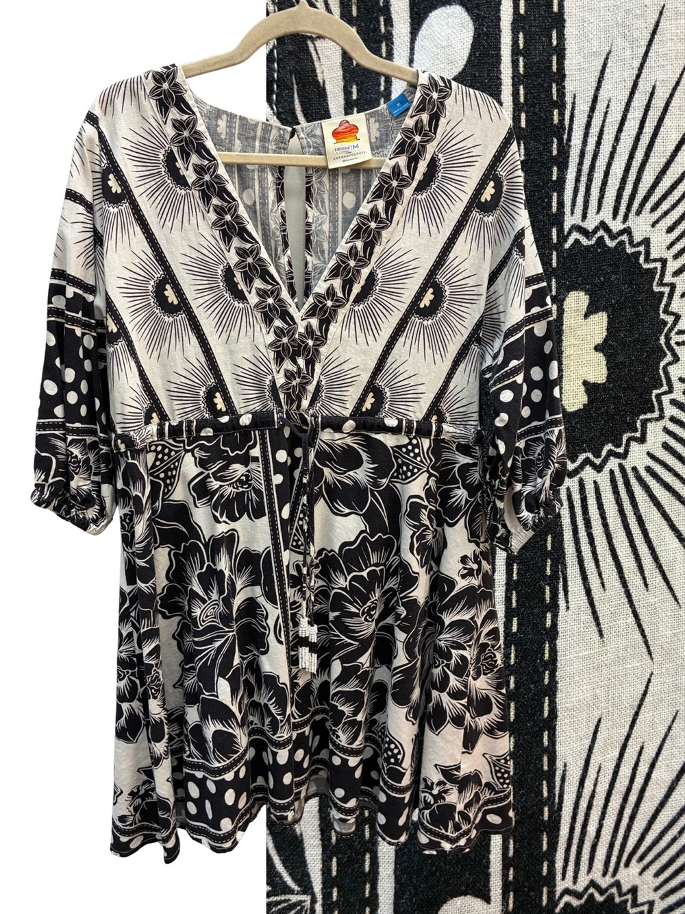FARM RIO Black and White Dress M